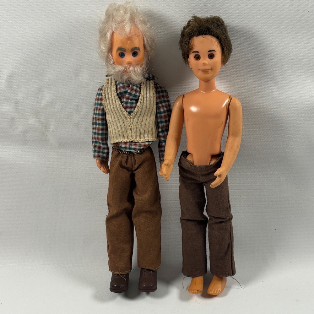 Vintage 1973 Mattel Sunshine Family Dolls Steve and Grandpa Figures Lot of 2